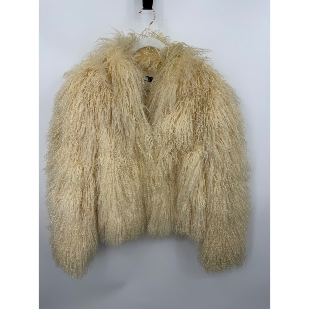 Vintage Mongolian Lamb Fur Jacket Womens Large Cream Shaggy Twilight Victoria